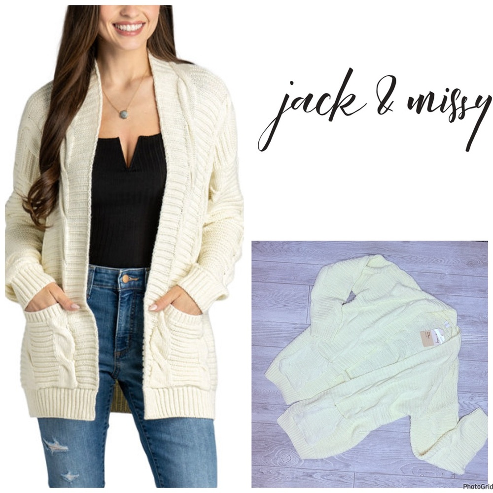 Nwt Jack and missy long sleeve cable knit long sleeve open front cardigan XL